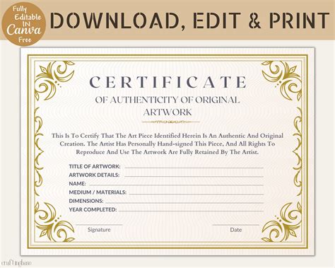 cert of authenticity online.